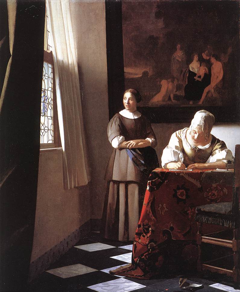 Lady Writing a Letter with Her Maid ar